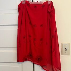 Vintage Red Floral Mini Skirt